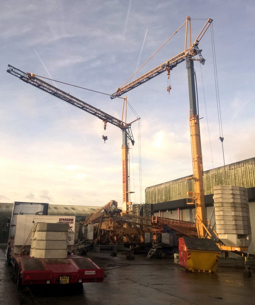 Two x 32tt Self Erecting Tower Cranes on PDI (pre-delivery inspection)