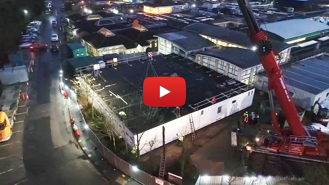 Our 200te Crane lifting units into Wexham Park Hospital Slough