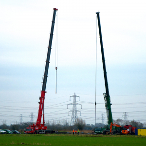 CleanEarth wind turbine crane lift Magor South Wales