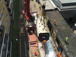 Lifting boiler at Grade-2 listed site