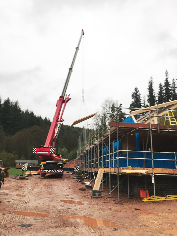 Over Stowey crane lift roof-panels