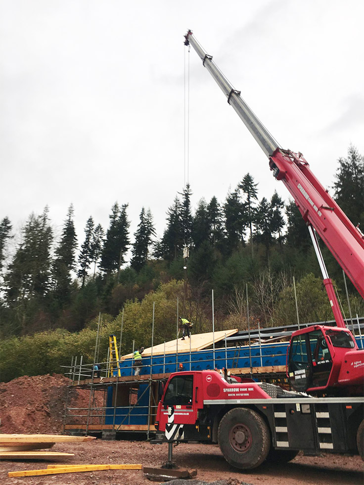 Over Stowey crane lift