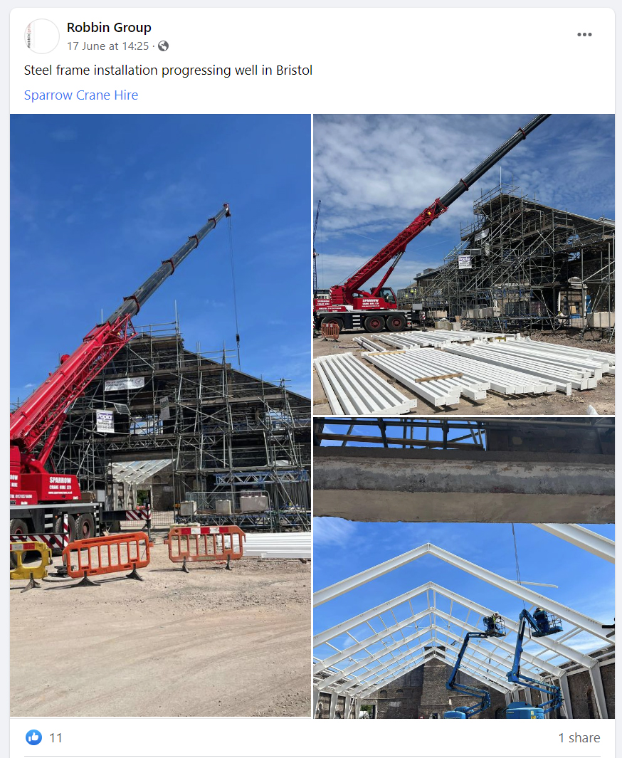 Crane lift Bristol Steel frame facebook