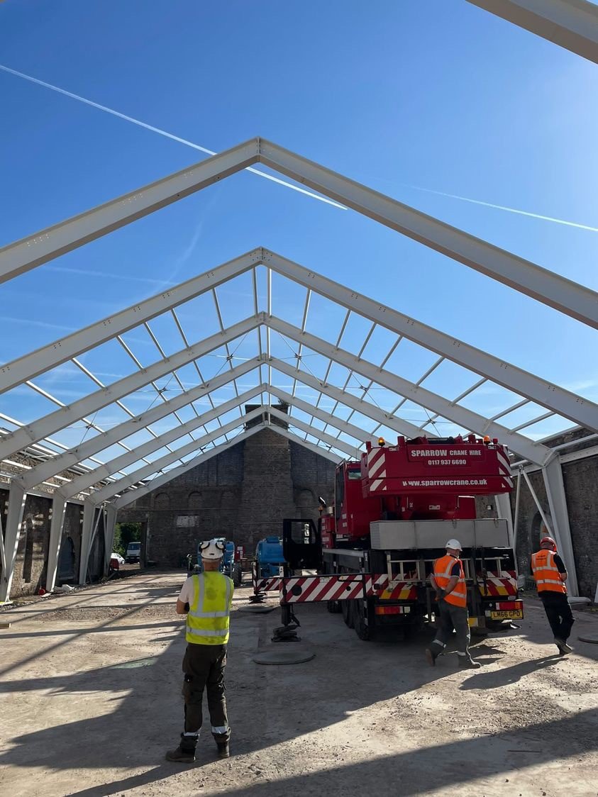 Crane Lifting Steel Beams