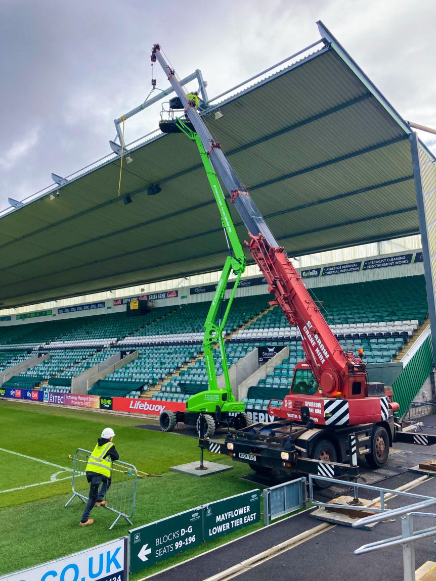 Crane lift Plymouth FC