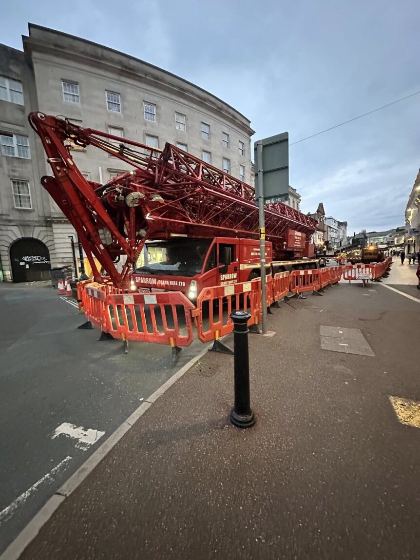High St Torquay crane lift