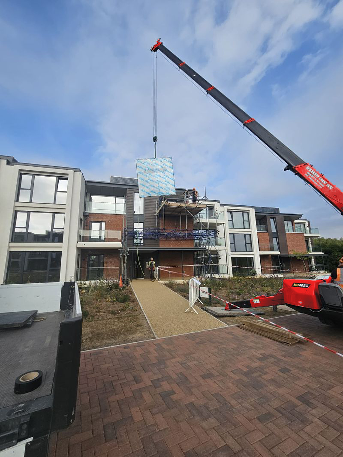 crane working outside the care home